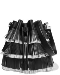 Черная кожаная сумка-мешок c бахромой от Proenza Schouler
