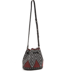 Черная кожаная сумка-мешок с геометрическим рисунком от Les Petits Joueurs