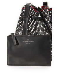 Черная кожаная сумка-мешок с геометрическим рисунком от Les Petits Joueurs