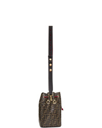 Черная кожаная сумка-мешок с принтом от Fendi