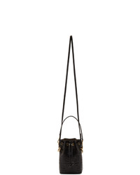Черная кожаная сумка-мешок с принтом от Fendi