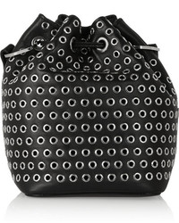 Черная кожаная сумка-мешок с украшением