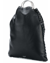 Черная кожаная сумка-мешок с шипами от RED Valentino