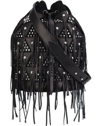 Черная кожаная сумка-мешок с шипами от Jerome Dreyfuss