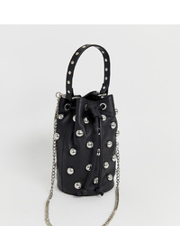 Черная кожаная сумка-мешок с шипами от Nunoo
