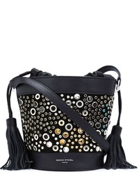 Черная кожаная сумка-мешок с шипами от Sonia Rykiel