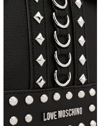 Черная кожаная сумка-мешок с шипами от Love Moschino