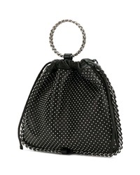 Черная кожаная сумка-мешок с шипами от Balmain