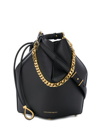 Черная кожаная сумка-мешок от Alexander McQueen