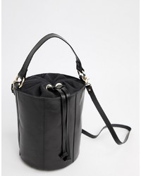 Черная кожаная сумка-мешок от ASOS DESIGN