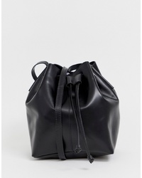 Черная кожаная сумка-мешок от ASOS DESIGN