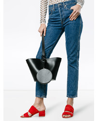 Черная кожаная сумка-мешок от Building Block