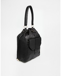 Черная кожаная сумка-мешок от Asos