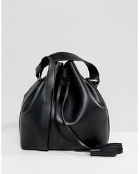 Черная кожаная сумка-мешок от Faith