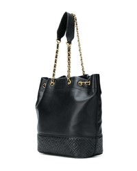 Черная кожаная сумка-мешок от Tory Burch