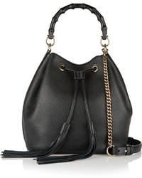 Черная кожаная сумка-мешок от Gucci