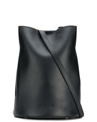 Черная кожаная сумка-мешок от Jil Sander Navy