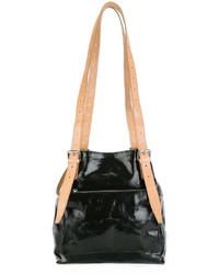 Черная кожаная сумка-мешок от MM6 MAISON MARGIELA