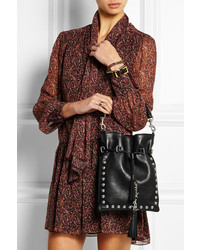 Черная кожаная сумка-мешок от Saint Laurent