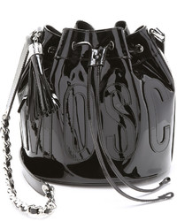 Черная кожаная сумка-мешок от Moschino