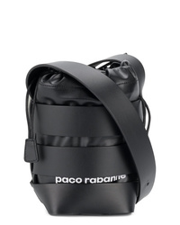 Черная кожаная сумка-мешок от Paco Rabanne