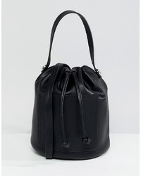 Черная кожаная сумка-мешок от Pieces