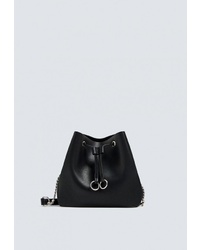 Черная кожаная сумка-мешок от Pull&Bear