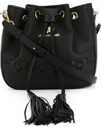 Черная кожаная сумка-мешок от Roberto Cavalli