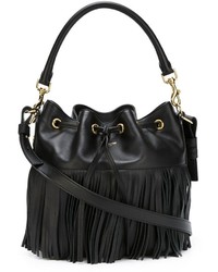 Черная кожаная сумка-мешок от Saint Laurent