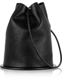 Черная кожаная сумка-мешок