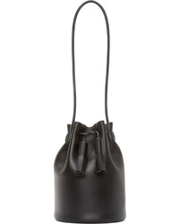 Черная кожаная сумка-мешок