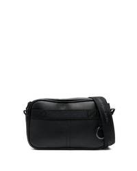 Черная кожаная сумка почтальона с принтом от Calvin Klein Jeans