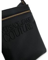 Черная кожаная сумка почтальона от VERSACE JEANS COUTURE