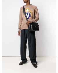 Черная кожаная сумка почтальона от Versace