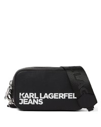 Черная кожаная сумка почтальона от KARL LAGERFELD JEANS