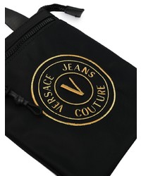 Черная кожаная сумка почтальона от VERSACE JEANS COUTURE