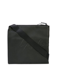 Черная кожаная сумка почтальона от Yohji Yamamoto