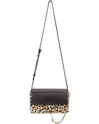 Женская черная кожаная сумка с леопардовым принтом от Chloé