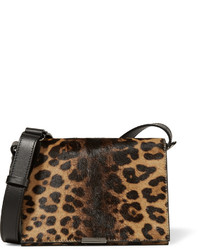 Женская черная кожаная сумка с леопардовым принтом от Victoria Beckham