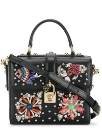 Женская черная кожаная сумка с украшением от Dolce & Gabbana