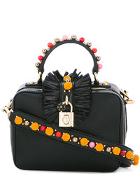 Женская черная кожаная сумка с украшением от Dolce & Gabbana