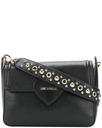Женская черная кожаная сумка с украшением от Love Moschino