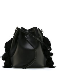 Женская черная кожаная сумка с украшением от No.21