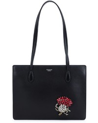 Женская черная кожаная сумка с украшением от Rochas