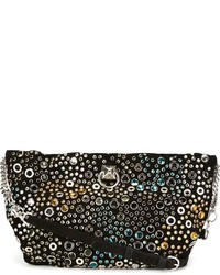 Женская черная кожаная сумка с украшением от Sonia Rykiel