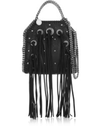 Женская черная кожаная сумка с украшением от Stella McCartney