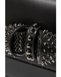 Женская черная кожаная сумка с украшением от Christian Louboutin
