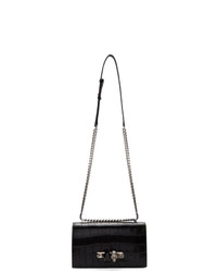Черная кожаная сумка-саквояж с украшением от Alexander McQueen