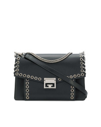 Черная кожаная сумка-саквояж с украшением от Givenchy