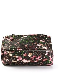 Черная кожаная сумка-саквояж с цветочным принтом от Givenchy
